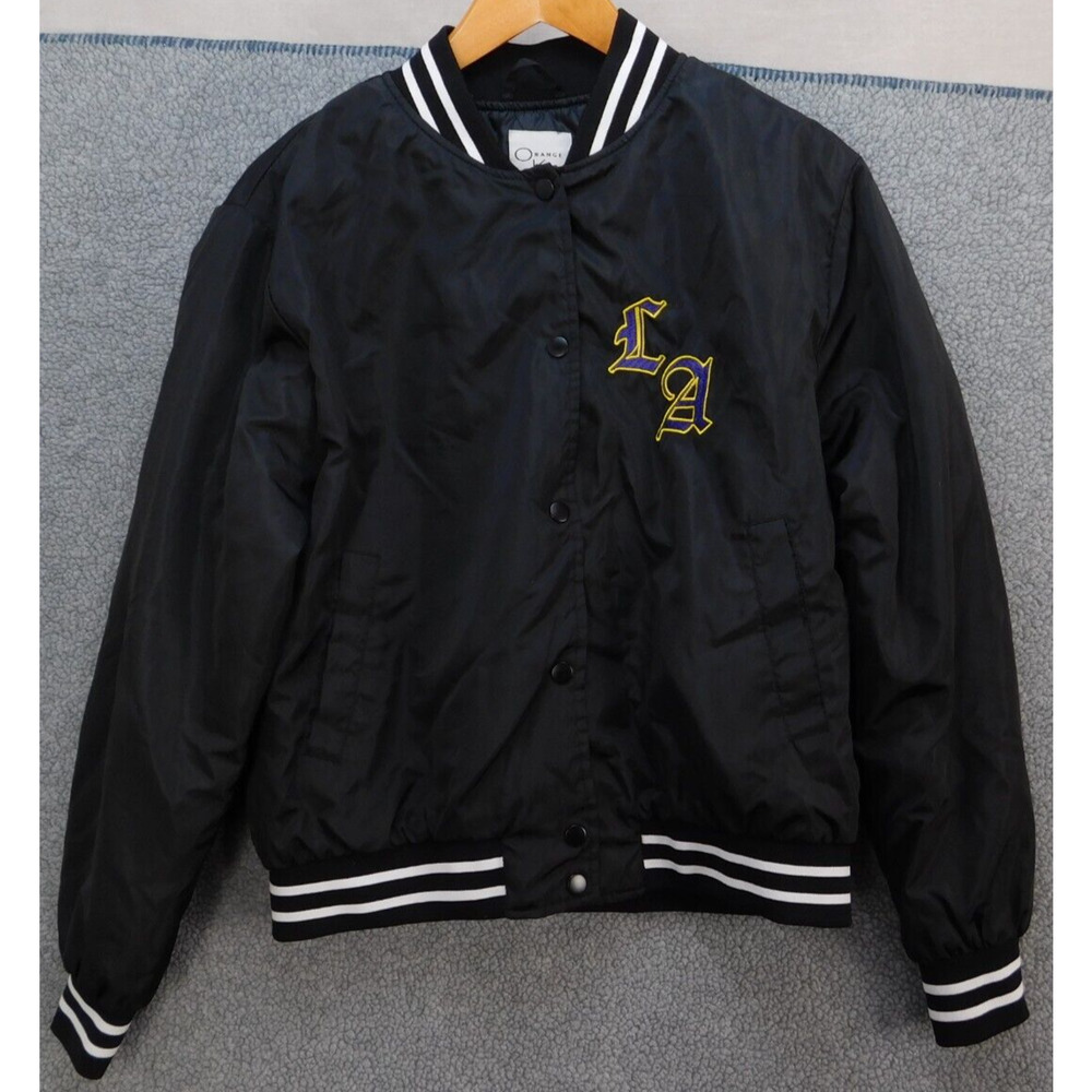 Orange Kiss Men’s S Los Angeles Basketball Satin Jacket Letterman